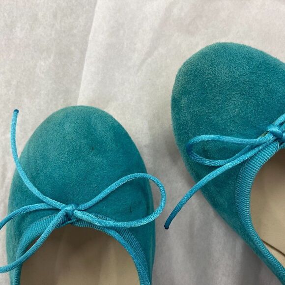 DANIELA FARGION Aqua Suede Ballerina Flats - 7 - Picture 4 of 5